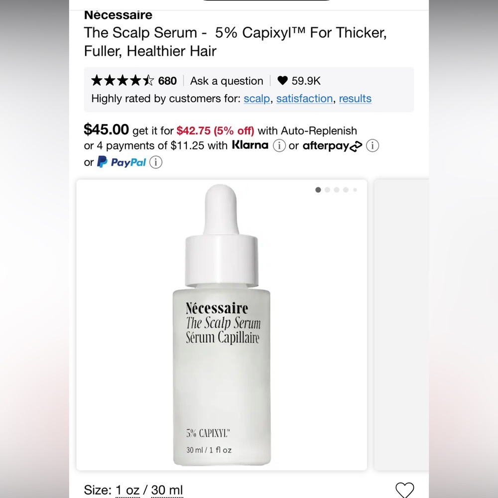 Nécessaire
The Scalp Serum -  5% Capixyl™ For Thicker, Fuller, Healthier Hair